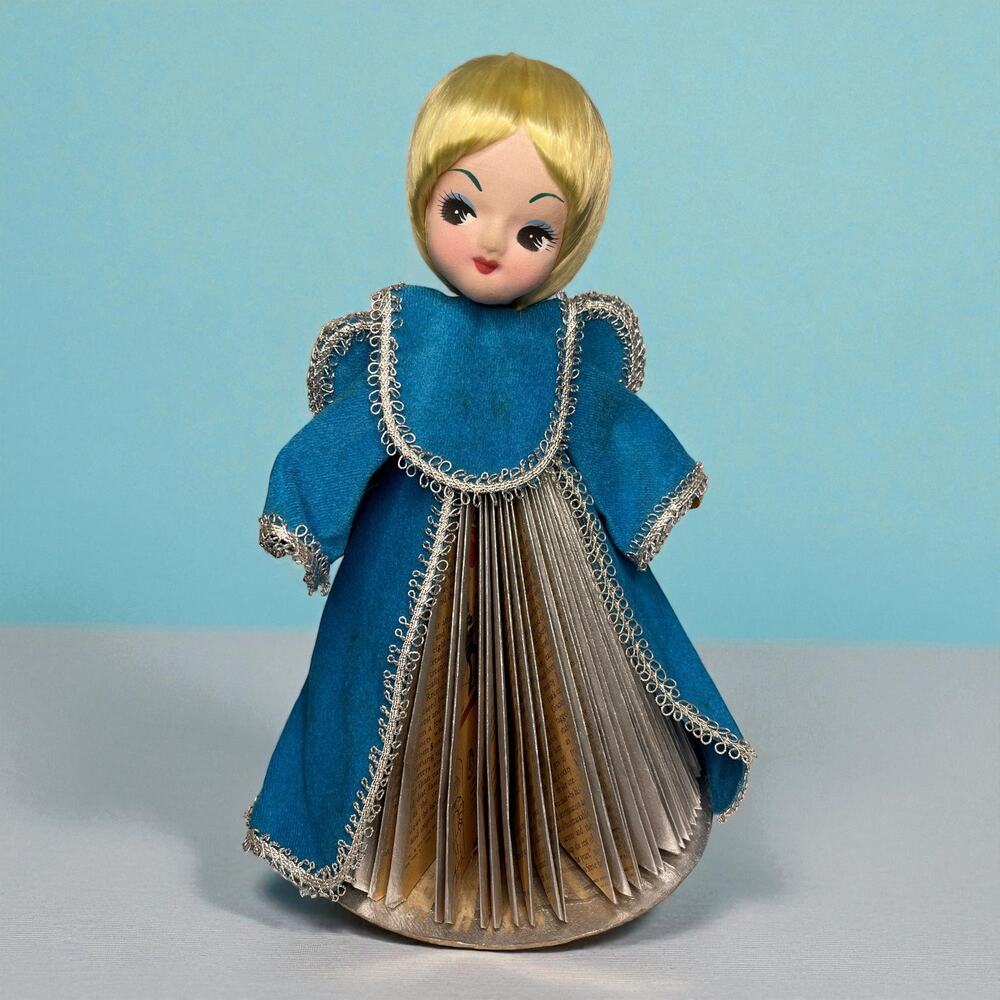 1976 Vintage Folded Newspaper Angel Figurine • Christmas Holiday Decor Primitive